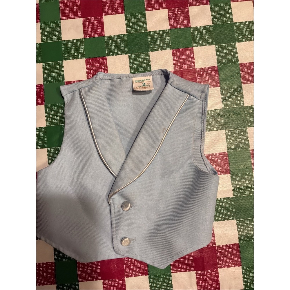 Vtg 1980s Toddler time Baby Boy 2t Blue Classic Holiday Vest Special Occasion‎